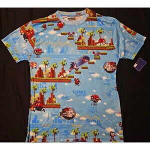 Sonic the Hedgehog Vintage AOP Shirt SEGA New W Tags Medium Rare Grail Deadstock